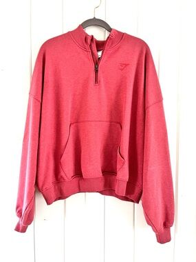 Gymshark Rose-Red Quarter-Zip Pullover, Sz XL (P2P 27”) NWOT